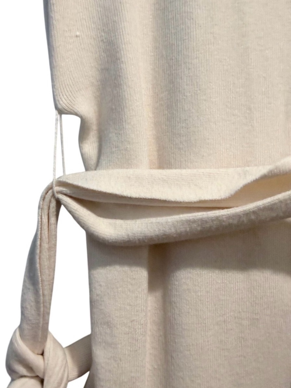 NWOT Sleeveless Cream V-Neck Tie-Waist Dress - Picture 5 of 8